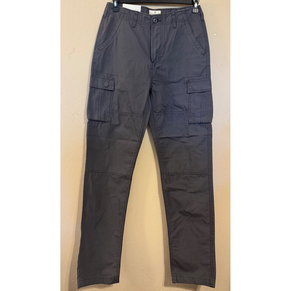 Mutual Weave Cargo Pants Men 30x33 Gray Relaxed Taper Ripstop Cotton NEW